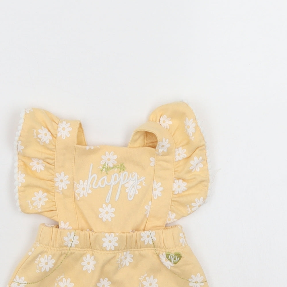River Island Girls Yellow Floral  Romper One-Piece Size 0-3 Months