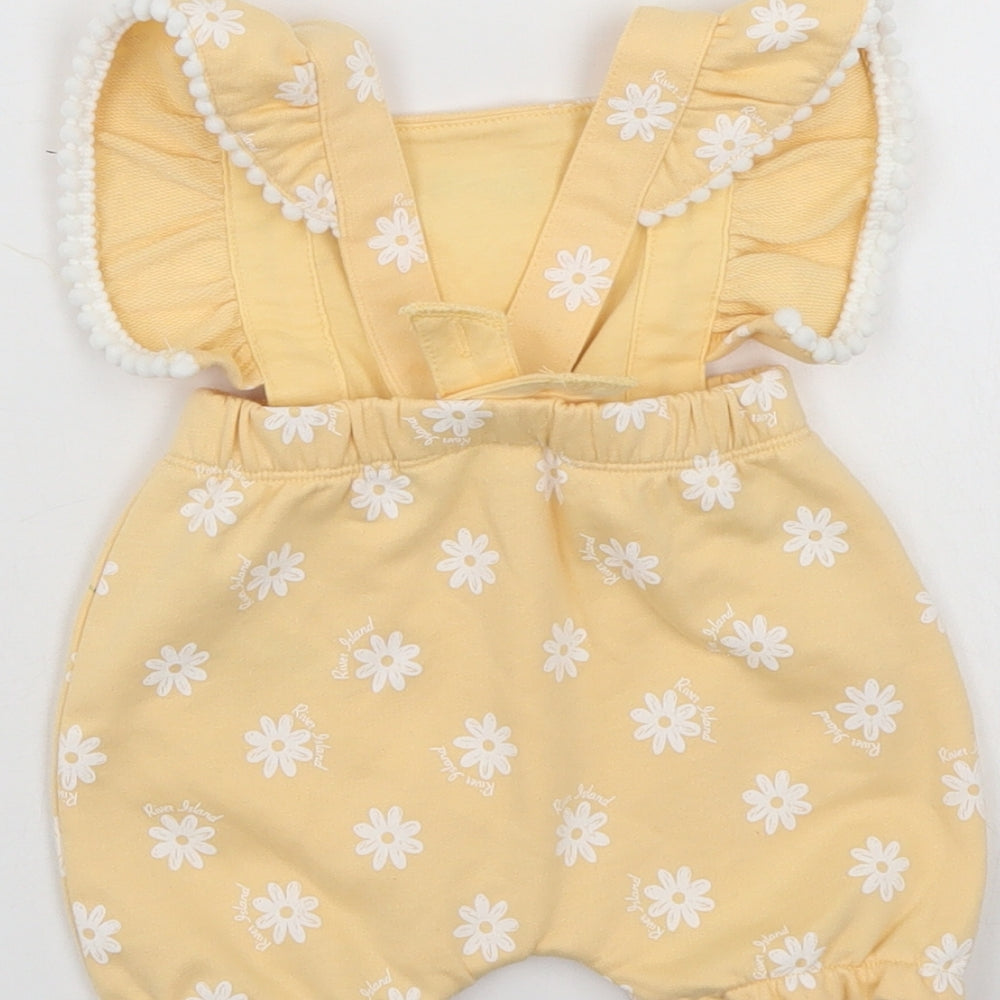 River Island Girls Yellow Floral  Romper One-Piece Size 0-3 Months