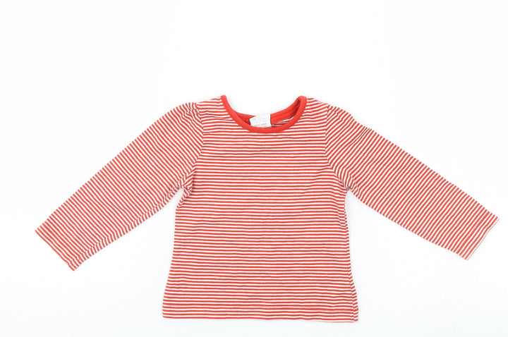 Mini lub Girls Red Striped Pullover Jumper Size 9-12 Months