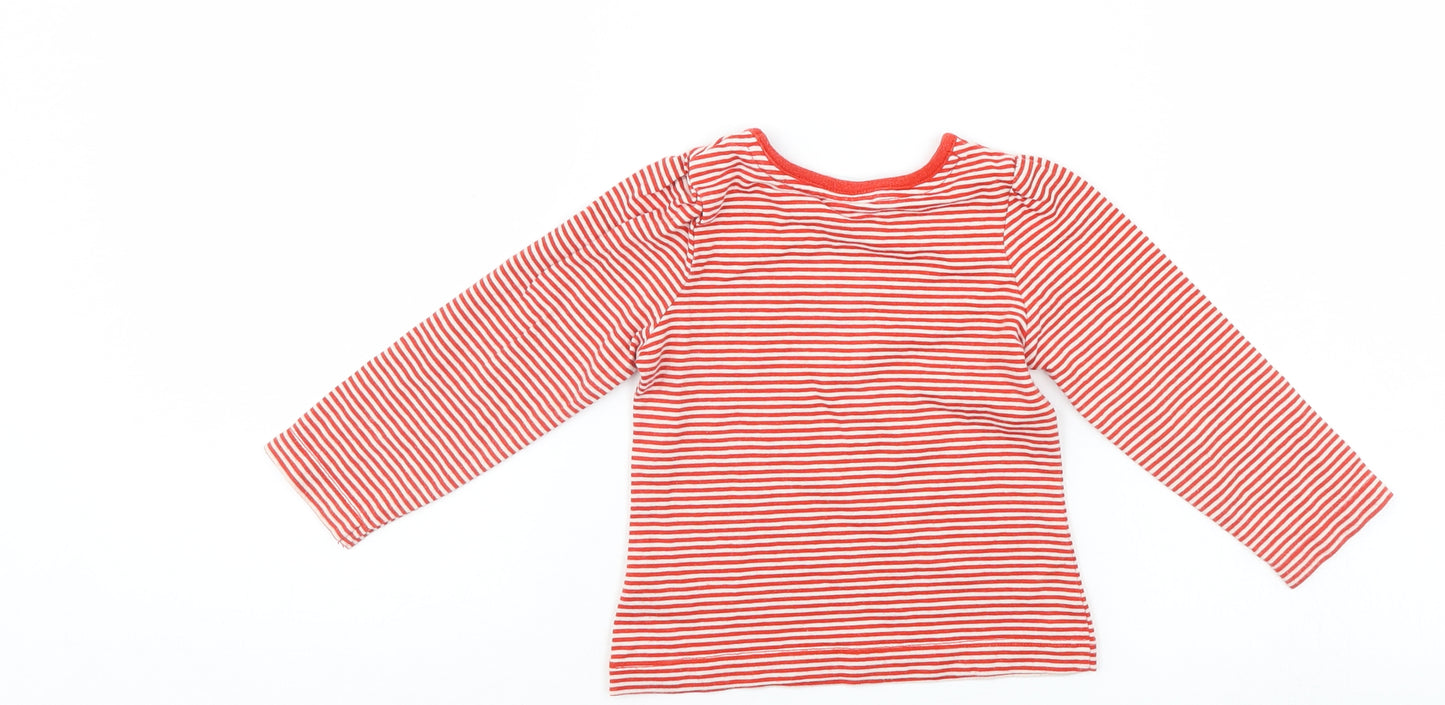 Mini lub Girls Red Striped  Pullover Jumper Size 9-12 Months