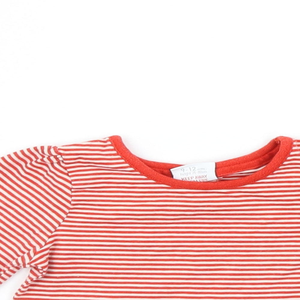 Mini lub Girls Red Striped  Pullover Jumper Size 9-12 Months