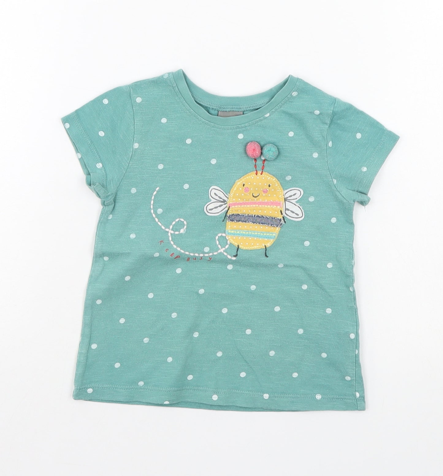 NEXT Girls Green Polka Dot  Basic T-Shirt Size 9-12 Months