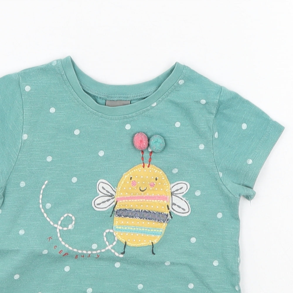 NEXT Girls Green Polka Dot  Basic T-Shirt Size 9-12 Months