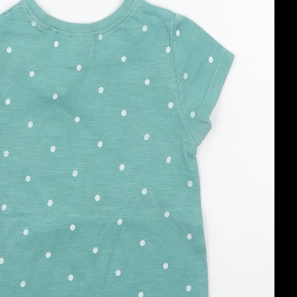 NEXT Girls Green Polka Dot  Basic T-Shirt Size 9-12 Months