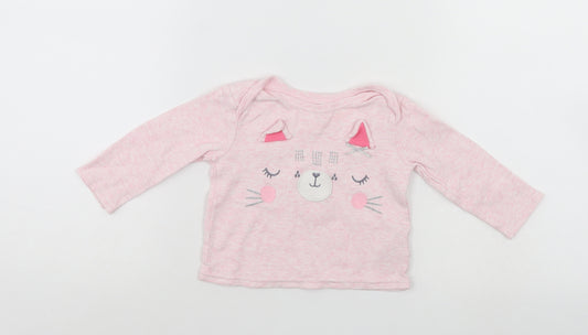 Front view of Primark girls’ pink jumper, size 9-12, months