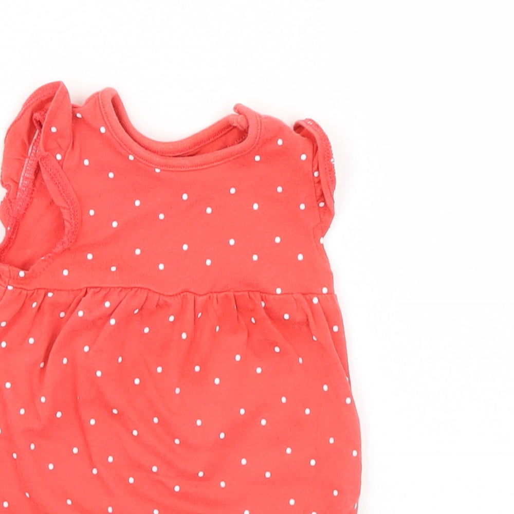 Fred & Flo Girls Red Polka Dot  Romper One-Piece Size Newborn