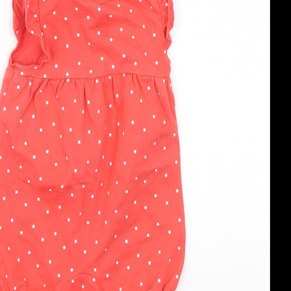 Fred & Flo Girls Red Polka Dot  Romper One-Piece Size Newborn