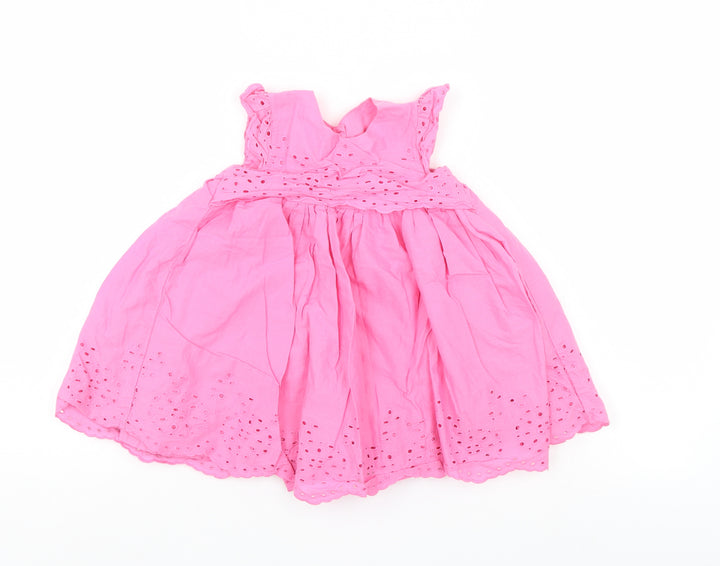 Mothercare Girls Pink Floral  A-Line  Size 9-12 Months