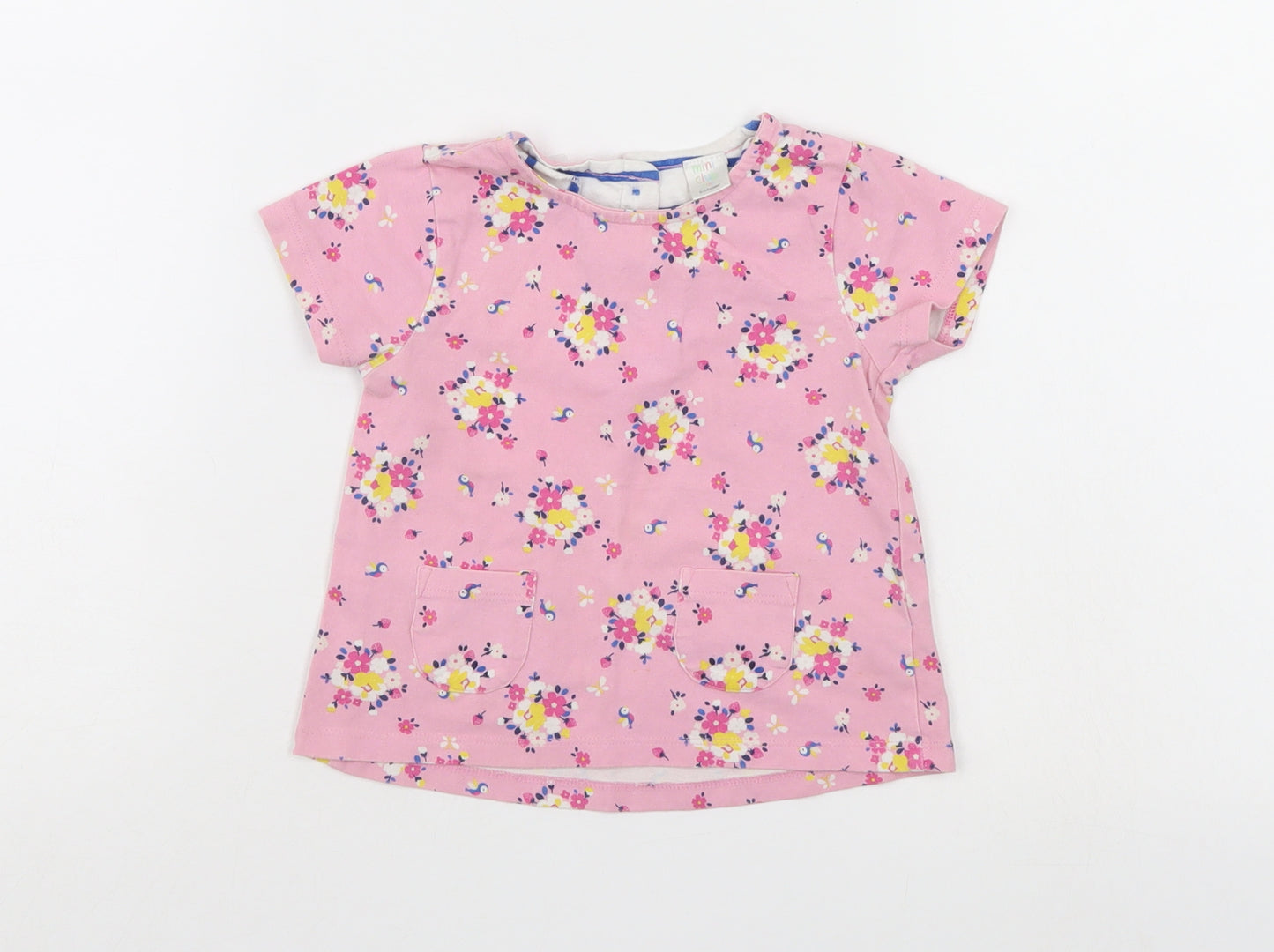 Mini Club Girls Pink Floral  Pinafore/Dungaree Dress  Size 9-12 Months