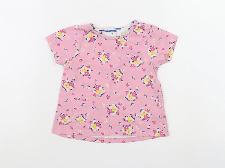 Mini Club Girls Pink Floral  Pinafore/Dungaree Dress  Size 9-12 Months