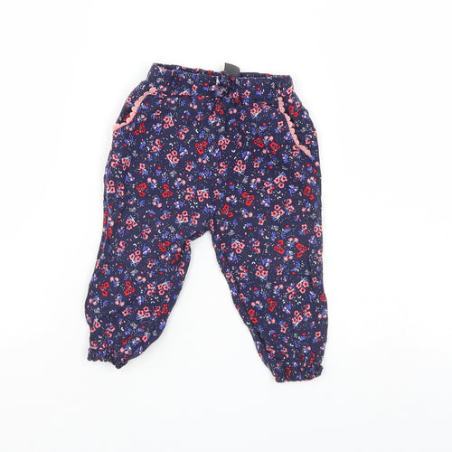 Primark Girls Blue Floral  Pedal Pusher Trousers Size 9-12 Months