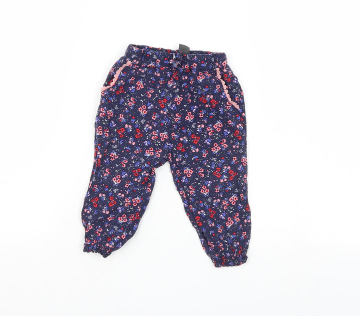 Primark Girls Blue Floral Pedal Pusher Trousers Size 9-12 Months