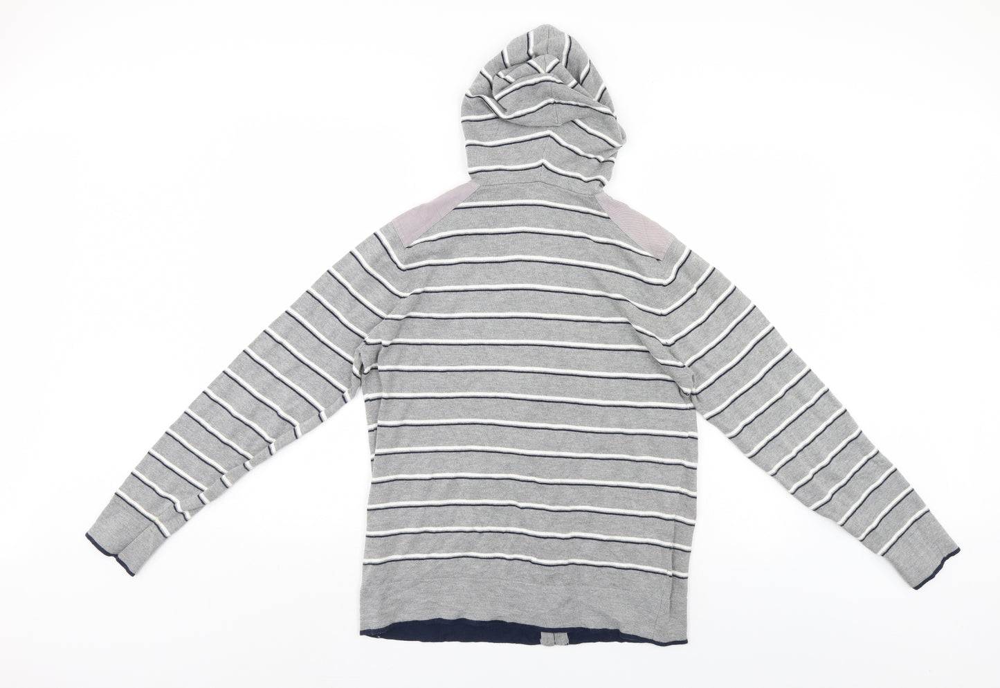 NEXT Mens Grey Striped  Full Zip Hoodie Size M