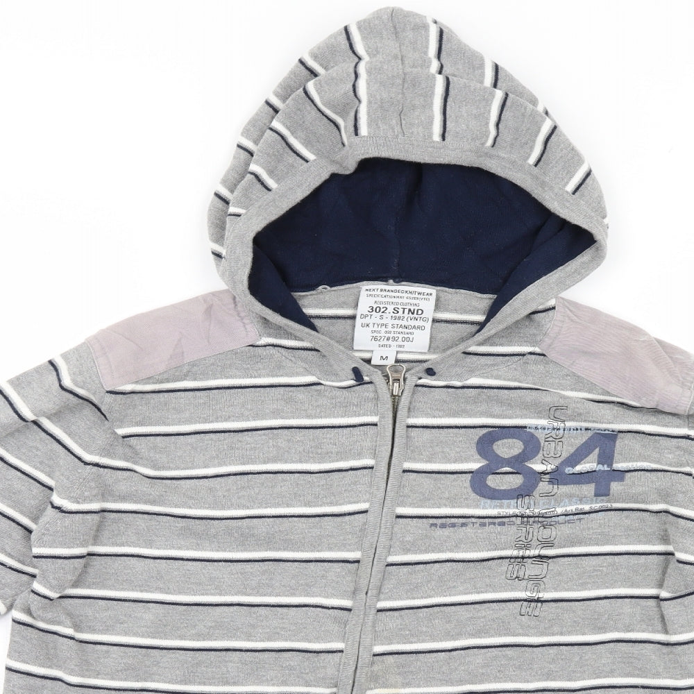 NEXT Mens Grey Striped  Full Zip Hoodie Size M