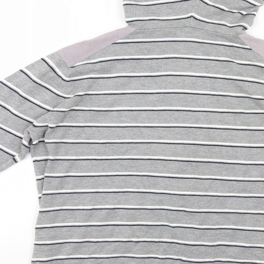 NEXT Mens Grey Striped  Full Zip Hoodie Size M
