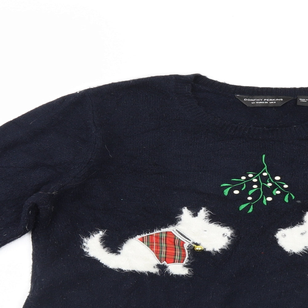 Dorothy Perkins Womens Blue   Pullover Jumper Size 8  - CHRISTMAS