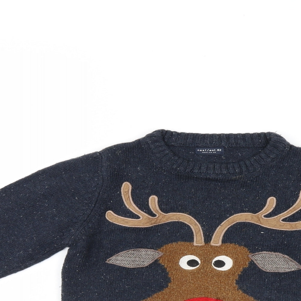 NEXT Boys Blue   Pullover Jumper Size 9 Years  - CHRISTMAS