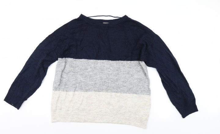 VERO MODA Mens Blue Striped Pullover Jumper Size L