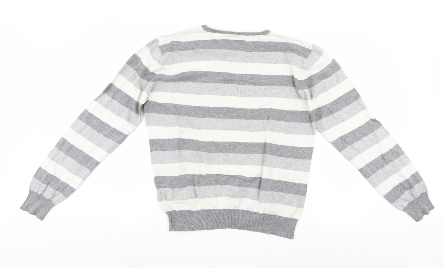 Soul Cal Mens Grey Striped  Pullover Jumper Size L