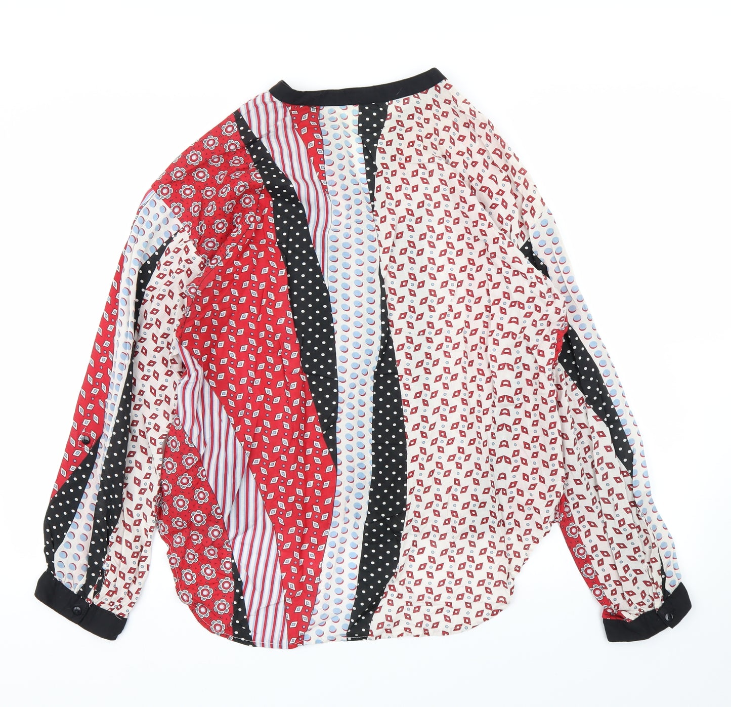 SPLASH Womens Red Argyle/Diamond  Basic Button-Up Size 16