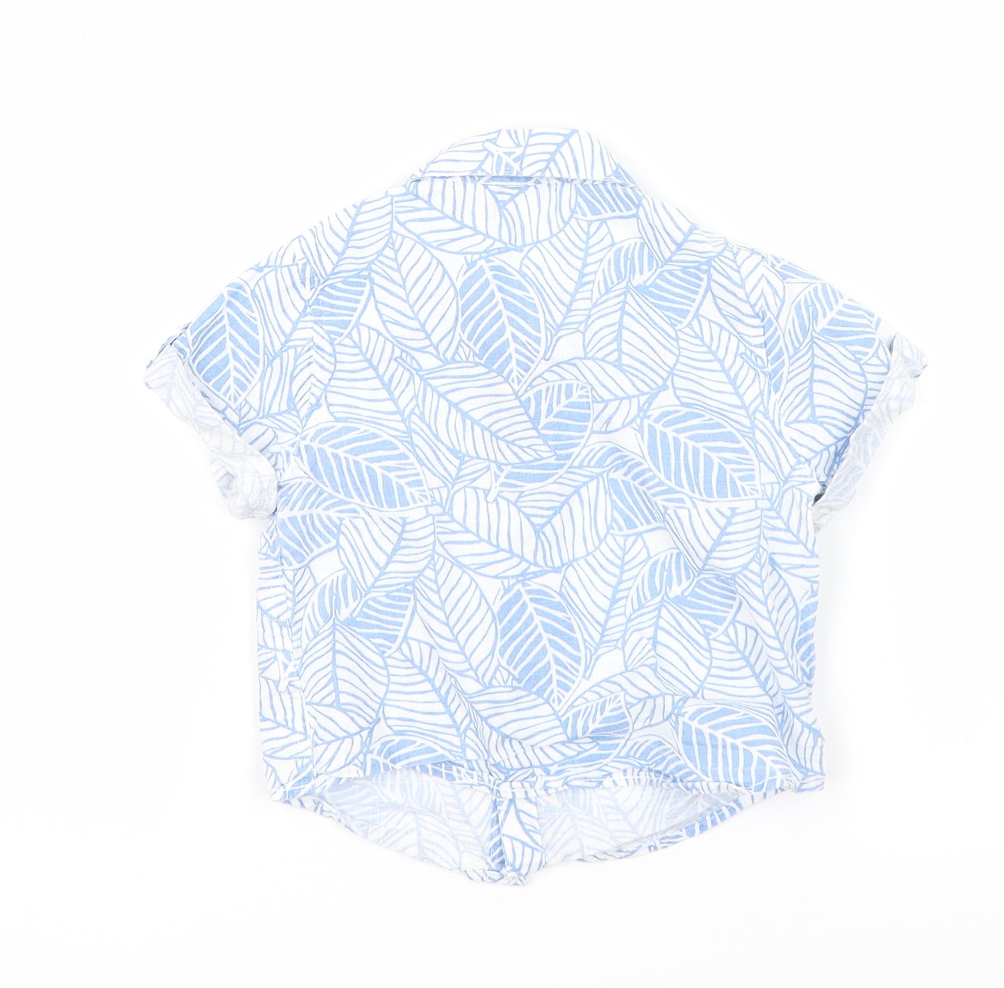 Preworn Baby Blue Floral  Basic Button-Up Size 12 Months