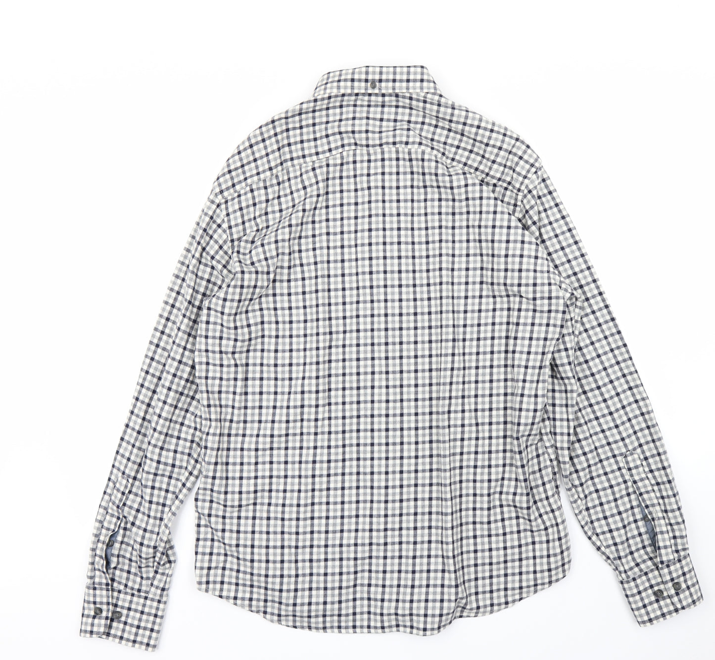 blue ha`` Womens Grey Check  Basic Button-Up Size M