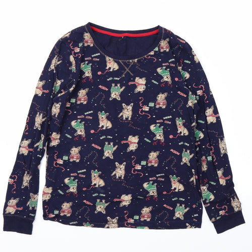 George Womens Blue Animal Print  Babydoll Pyjama Top Size 10  - Pug christmas