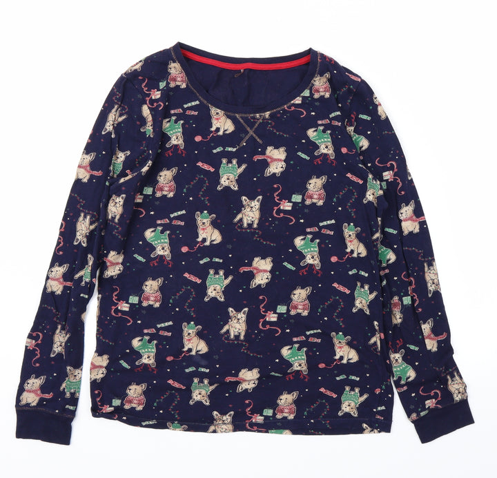 George Womens Blue Animal Print Babydoll Pyjama Top Size 10 - Pug christmas