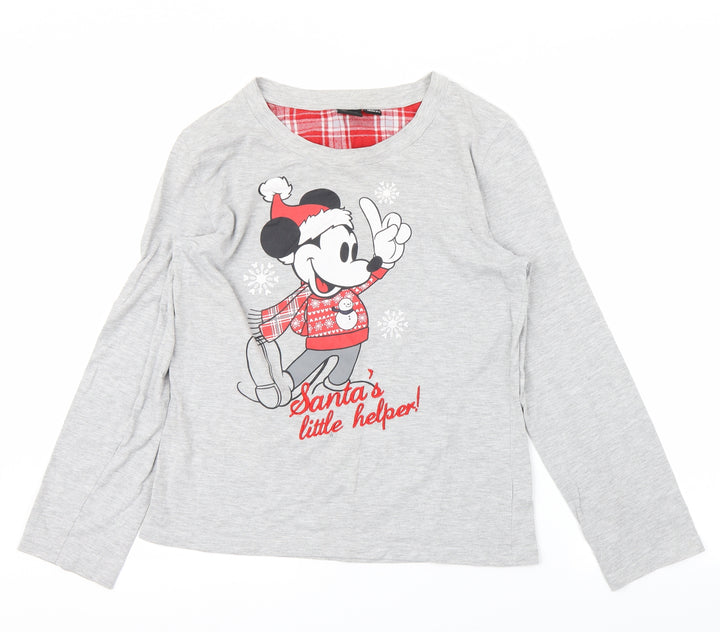Primark Womens Grey   Babydoll Pyjama Top Size 10  - Minnie Mouse Christmas