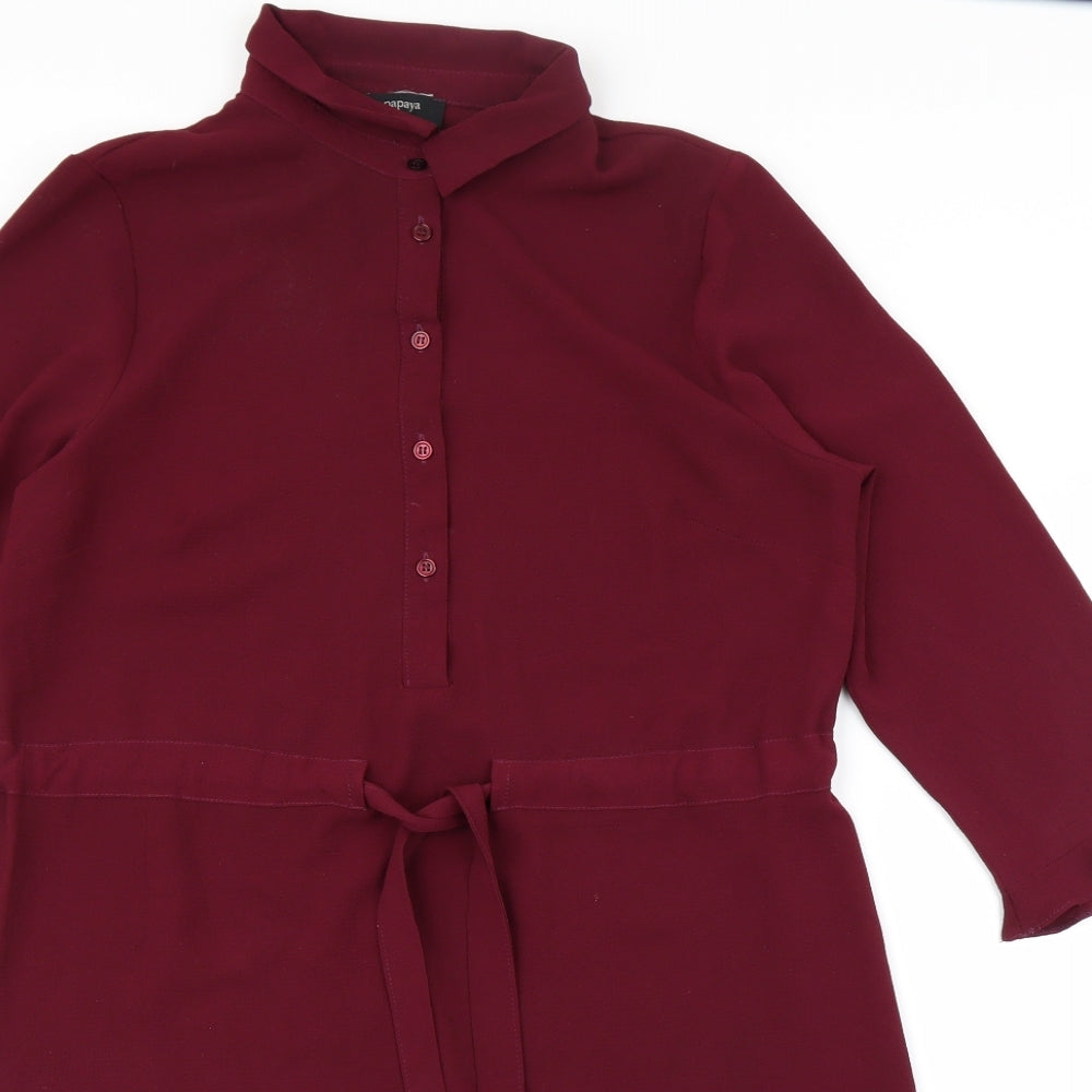 Papaya Womens Purple   T-Shirt Dress  Size 12  - tie up waist