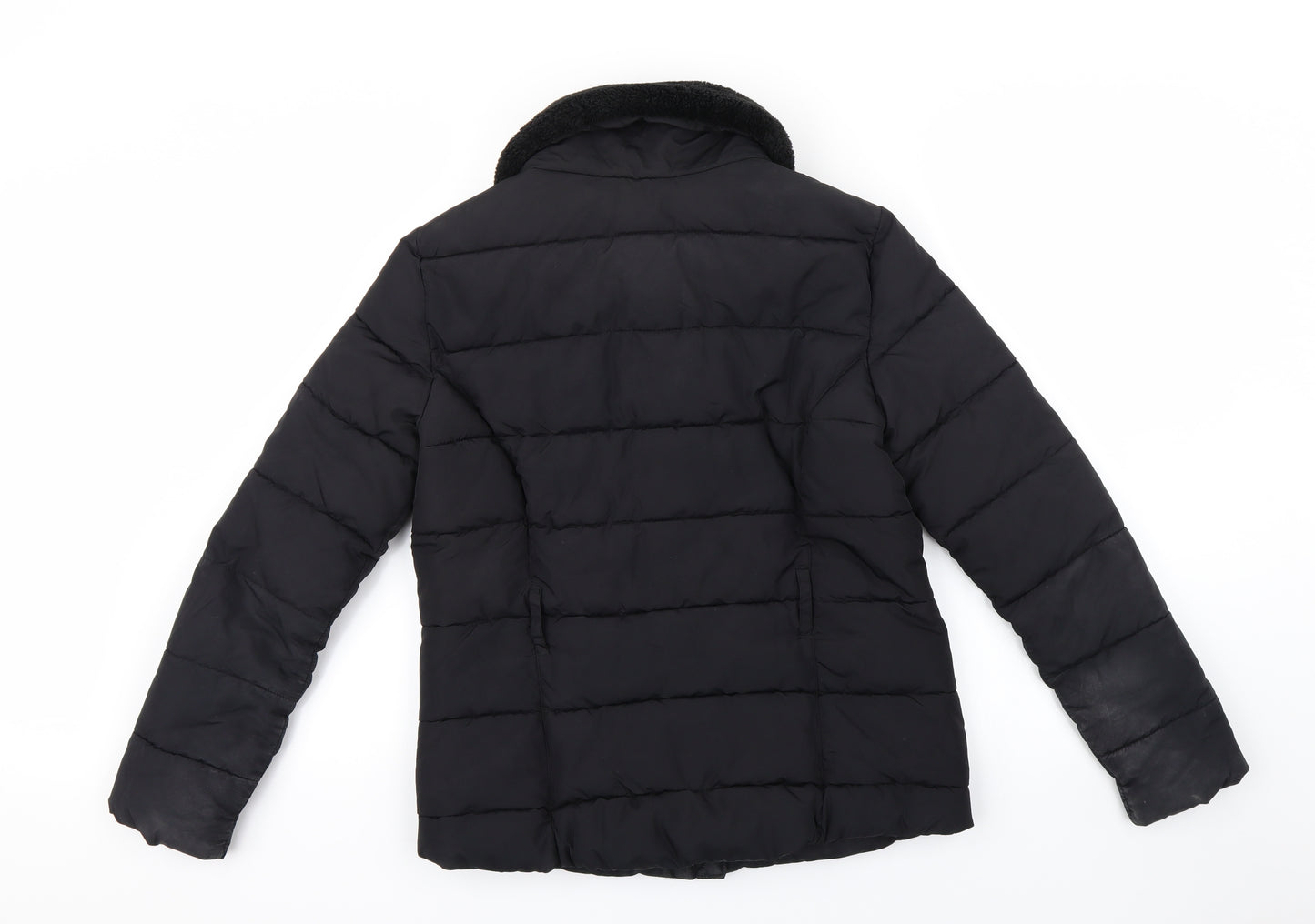 H&M Womens Black Striped  Pea Coat Coat Size 10