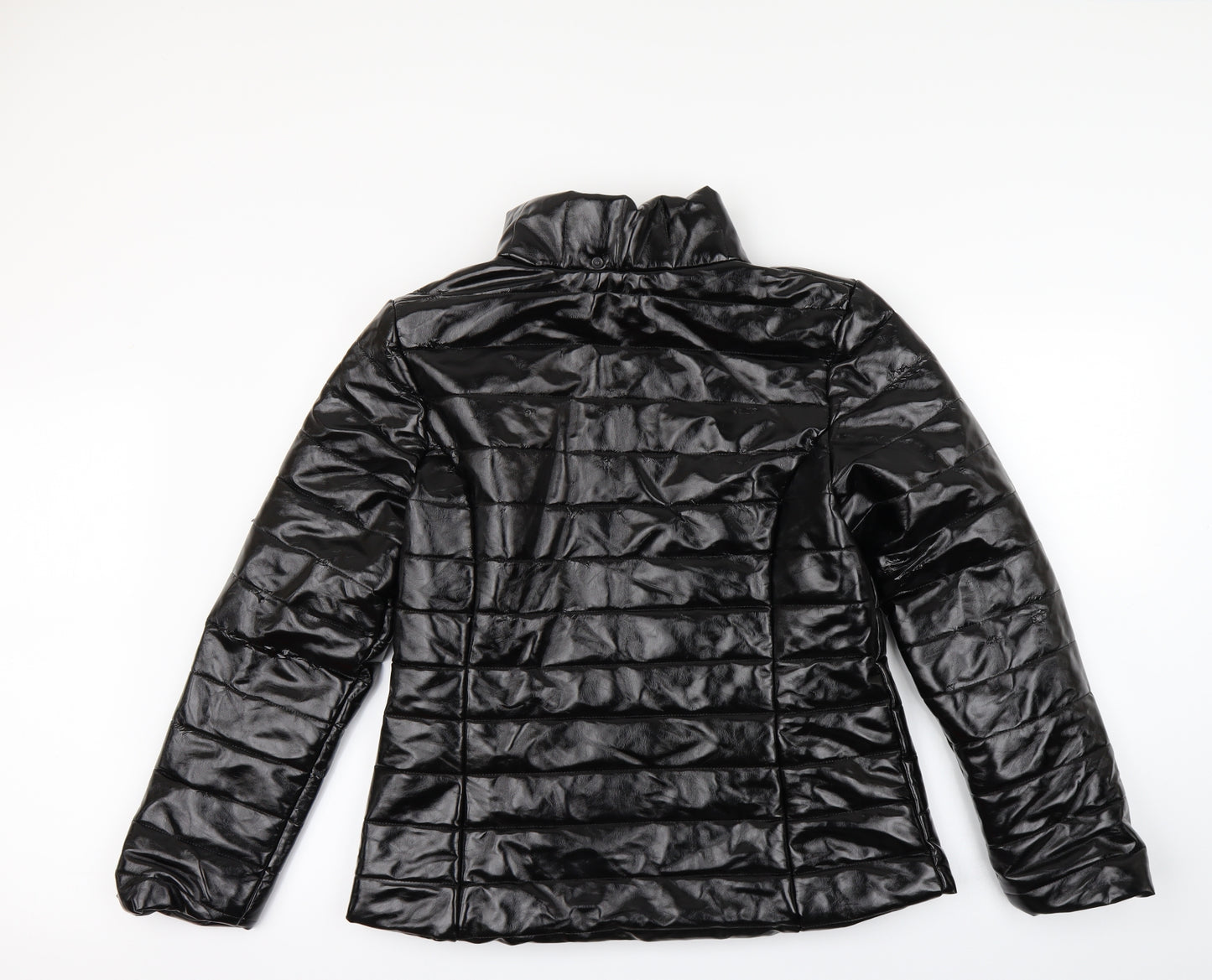 NEWLOOK Womens Black Striped  Pea Coat Coat Size L