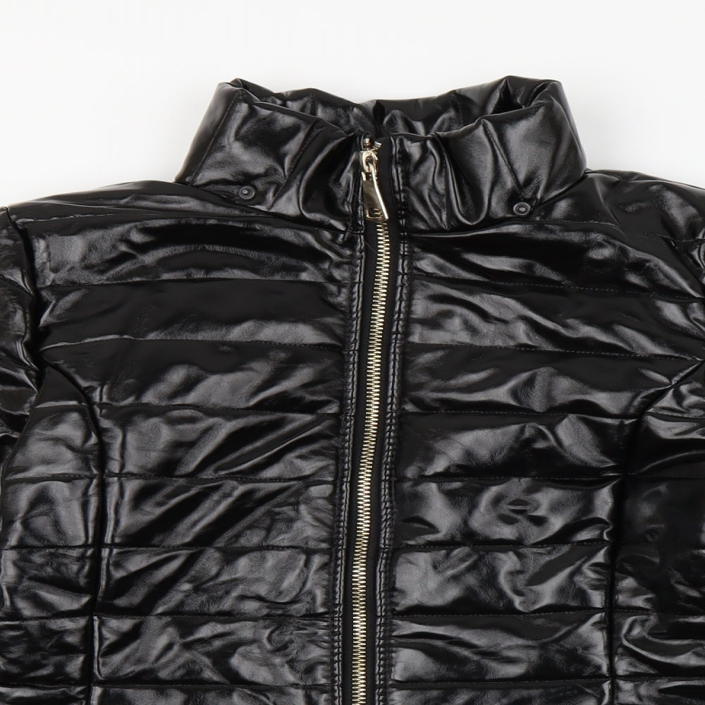 NEWLOOK Womens Black Striped  Pea Coat Coat Size L