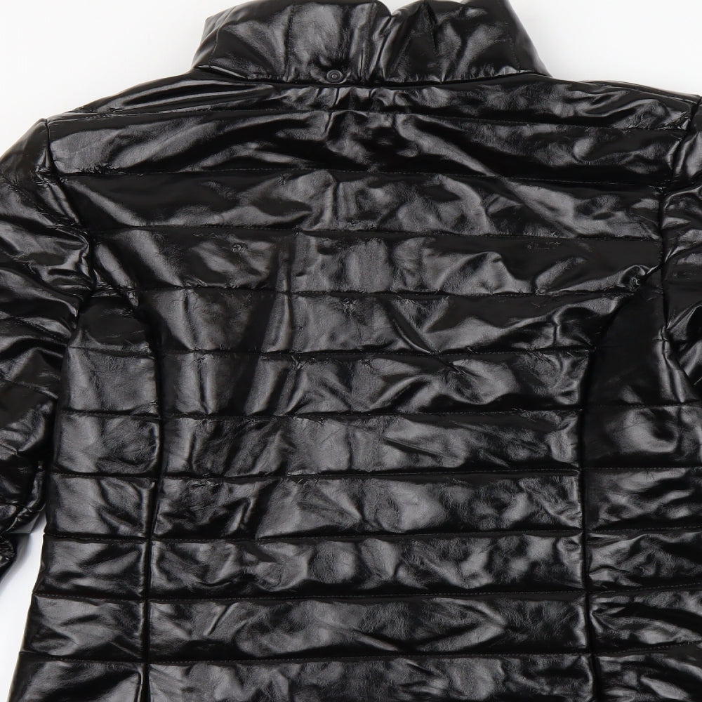 NEWLOOK Womens Black Striped  Pea Coat Coat Size L