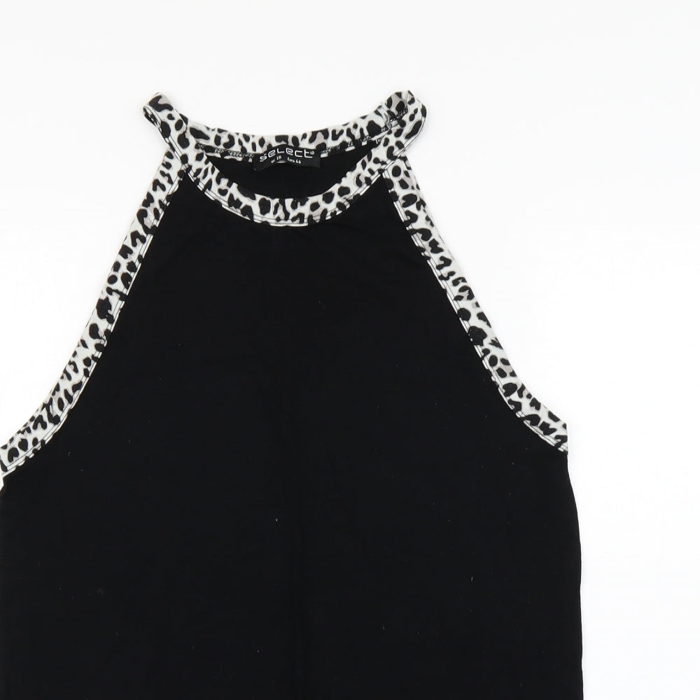 Select Womens Black Animal Print  Basic Tank Size 16