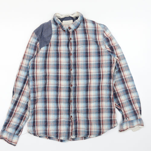 riverisland Mens Blue Check   Polo Size M