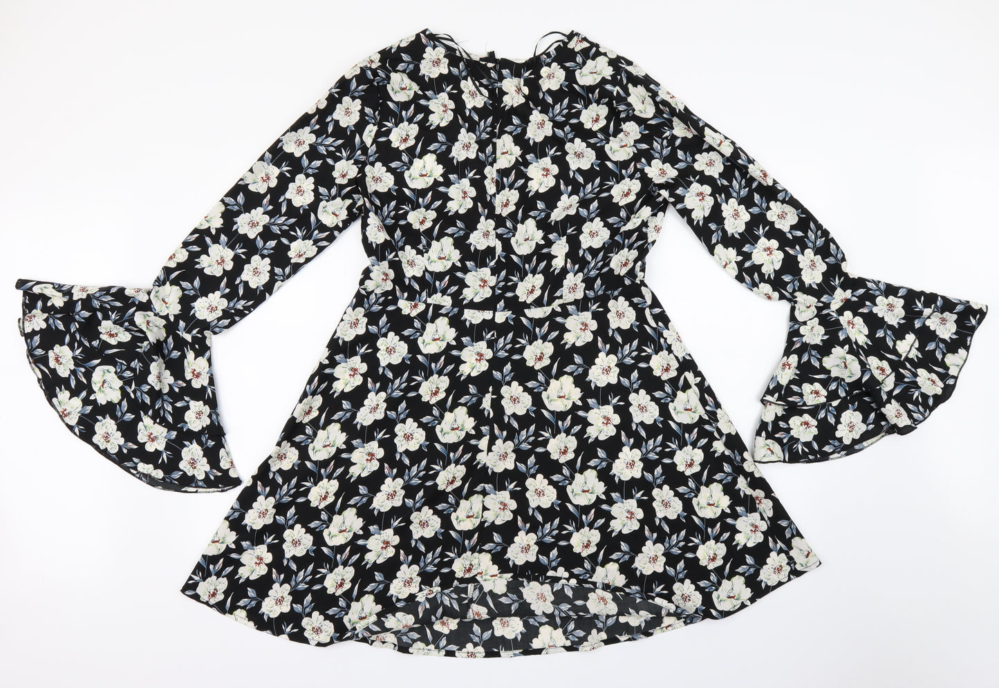 NEWLOOK Womens Black Floral  A-Line  Size 14