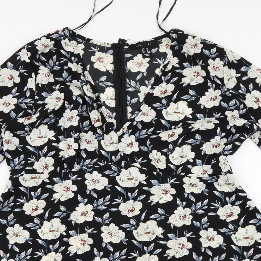NEWLOOK Womens Black Floral  A-Line  Size 14
