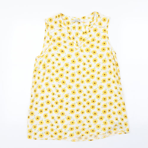 F&F Womens White Floral  Basic T-Shirt Size 8  - SUNFLOWER