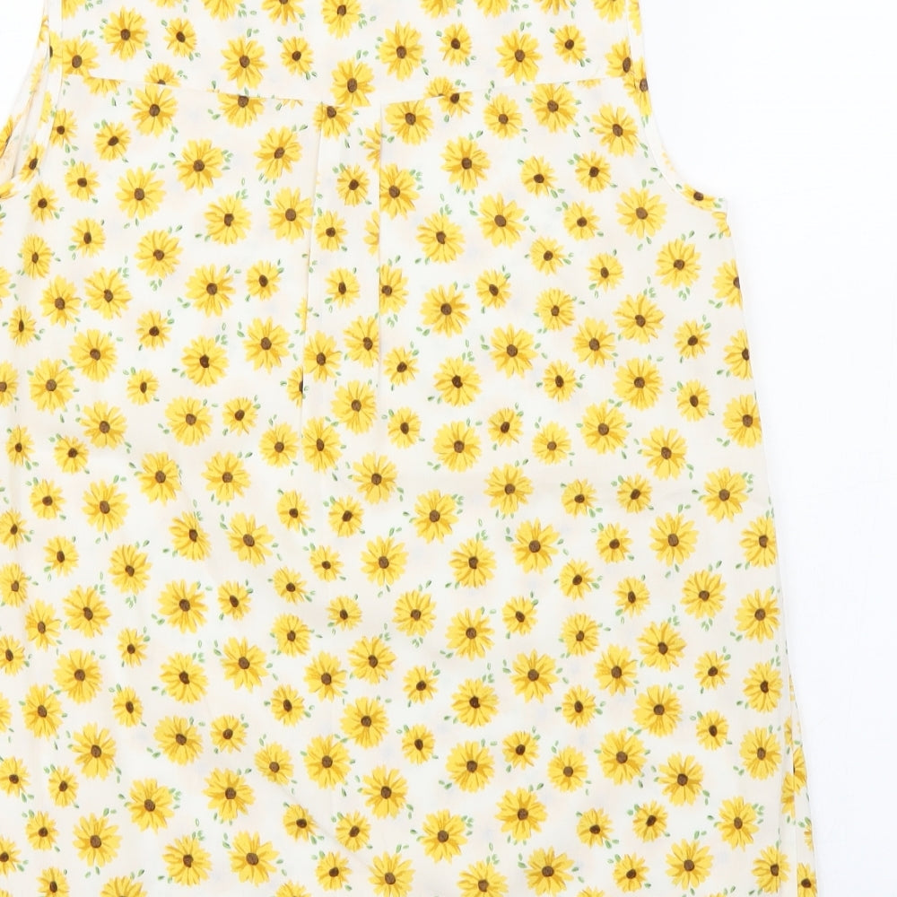 F&F Womens White Floral  Basic T-Shirt Size 8  - SUNFLOWER