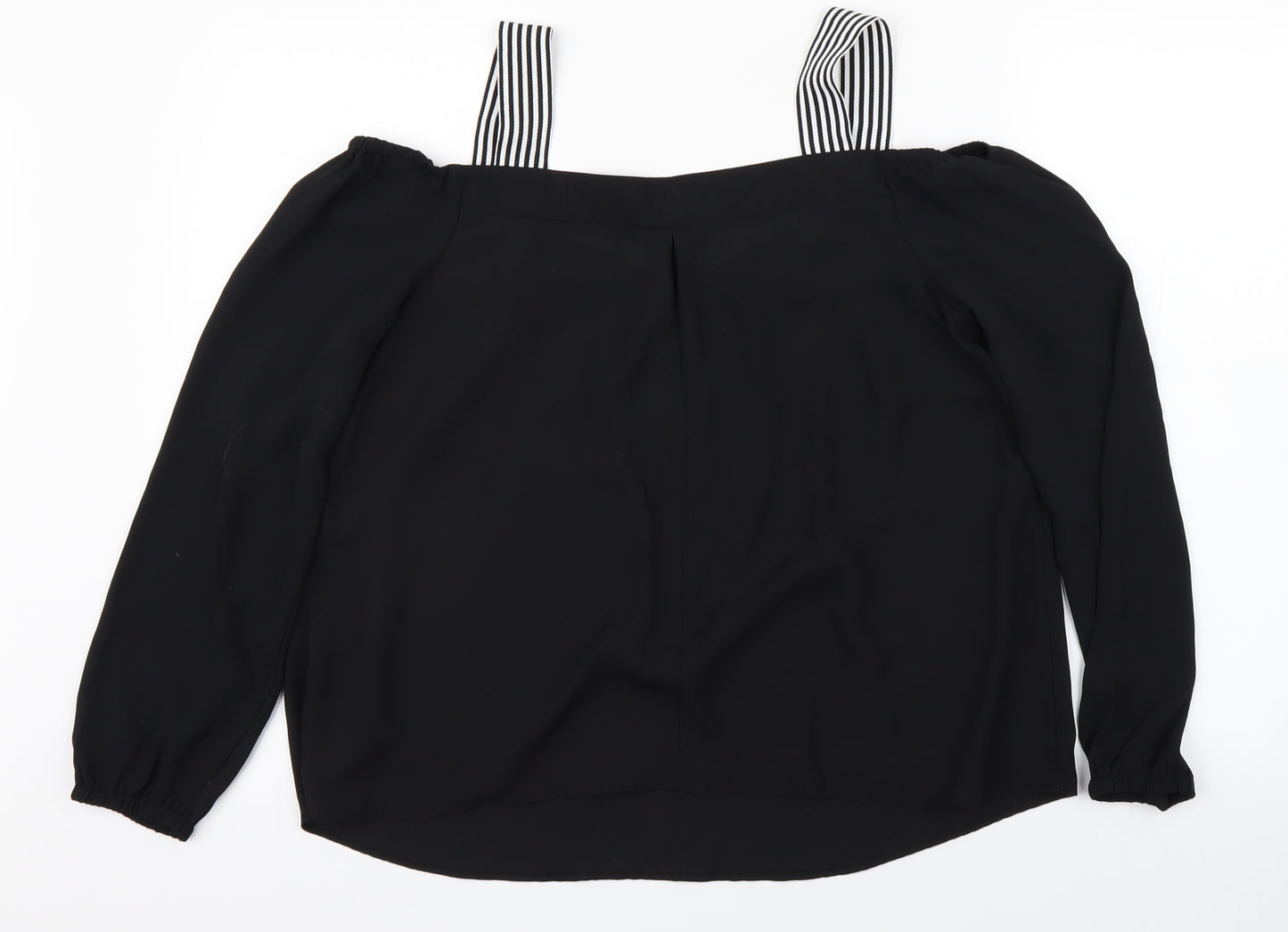 selcet Womens Black Striped  Basic Blouse Size 14