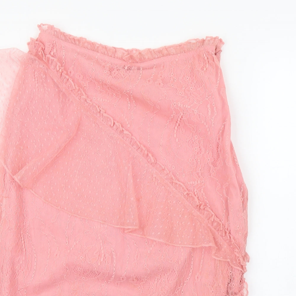 Topshop Womens Pink Polka Dot  Straight & Pencil  Size 10