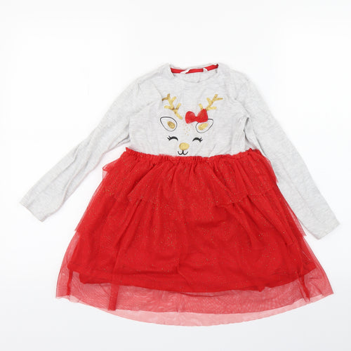 pep&co Girls Grey   A-Line  Size 5-6 Years  - raindeer