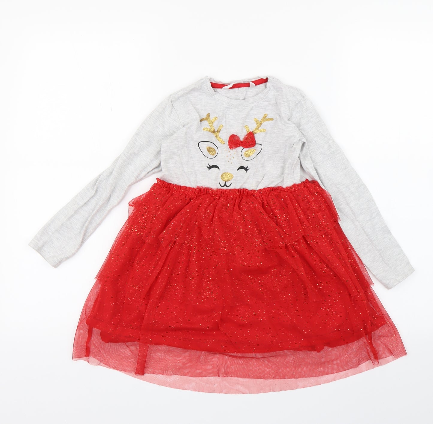 pep&co Girls Grey   A-Line  Size 5-6 Years  - raindeer