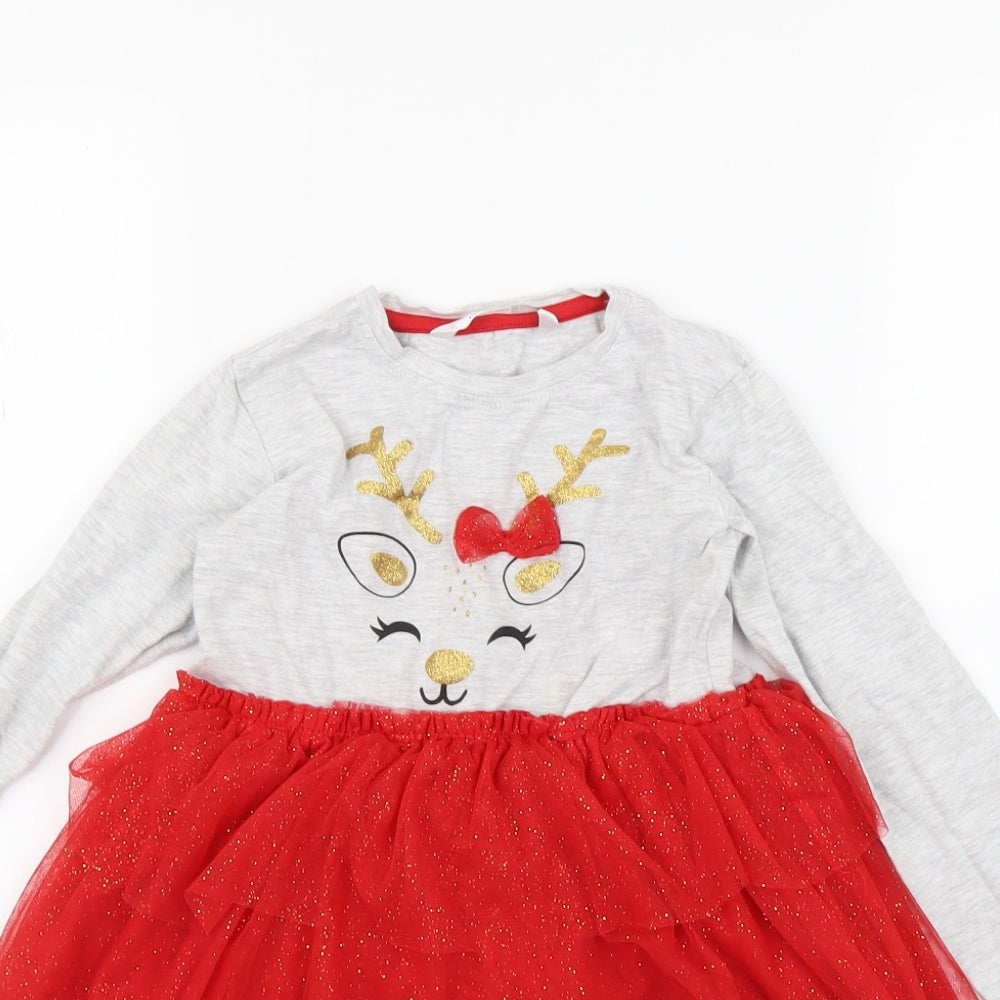 pep&co Girls Grey   A-Line  Size 5-6 Years  - raindeer