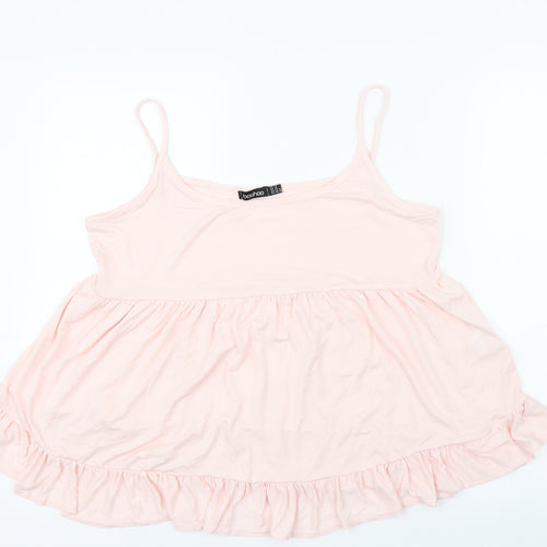 Boohoo Womens Pink   Cropped T-Shirt Size 14