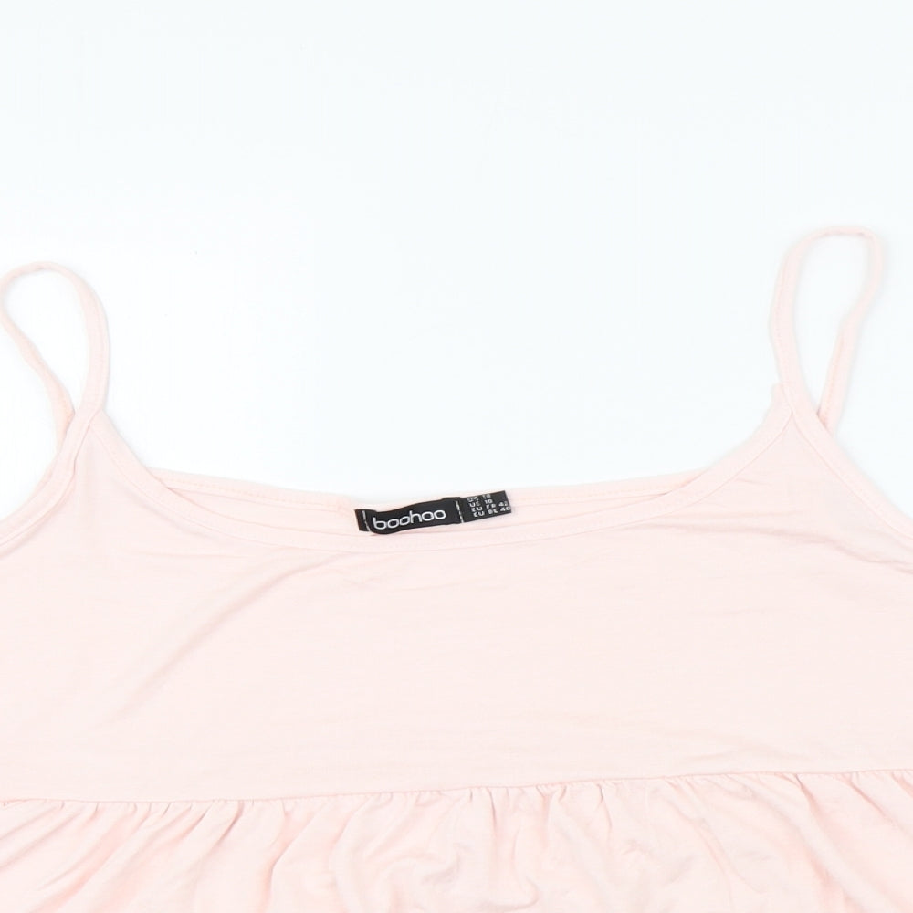 Boohoo Womens Pink   Cropped T-Shirt Size 14