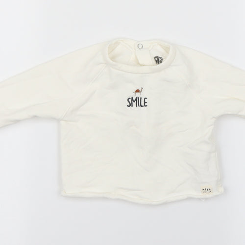 River Island Girls White   Pullover Jumper Size 6-9 Months  - smile