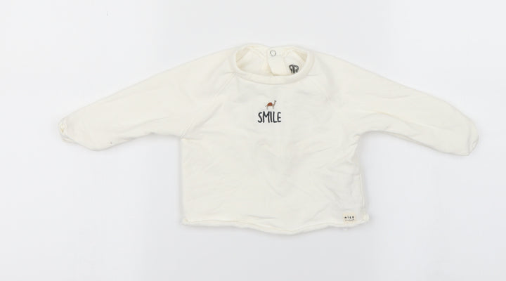 River Island Girls White Pullover Jumper Size 6-9 Months - smile