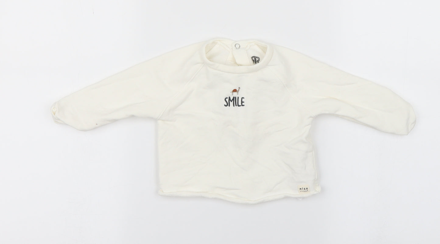 River Island Girls White   Pullover Jumper Size 6-9 Months  - smile